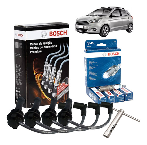 Kit Cabo + Vela De Ignição Ford Ford Ka+ 1.5 2017 2018 Flex