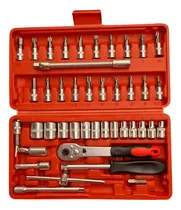 Comprar Juego De Herramientas 46 Piezas Llaves, Dados Y Puntas Acero Color Rojo