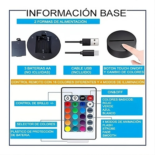 Lampara Led Elmariana Streamer Regalo Fan + Control16colores Negro