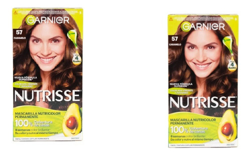 2 Pack Tinte Permanente Dama Nutrisse Garnier 57 Caramelo Caramelo