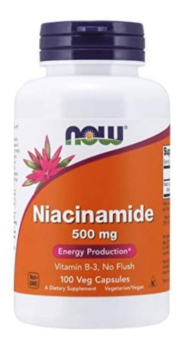 Niacina B3 Niacinamida B3 . 500mg .- 100 Caps Sin Rubor