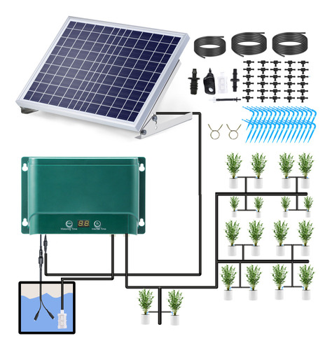 Bbb Kit De Sistema De Riego Por Goteo Solar Para 30 Plantas