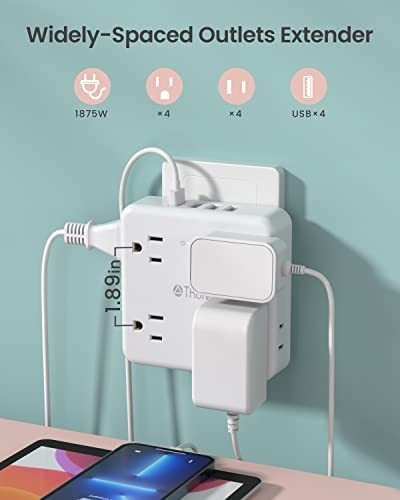 Enchufe Inteligente Marca Trond 8 Tomas/4 Usb/blanco.