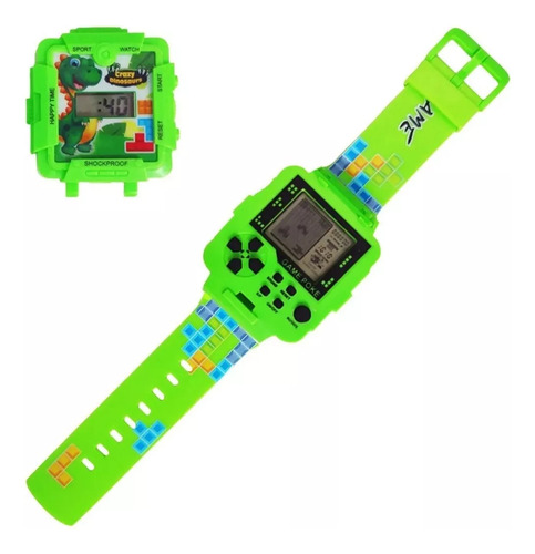 Relógio Brinquedo Mini Game Tetris Dino Hora/jogo Infantil