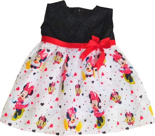 Vestido Para Niñas Con Lazos De Minnie Mouse - H