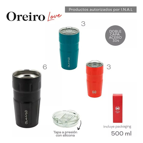 Vaso Oreiro Frio Térmico Love Acero Calor Antiderrame