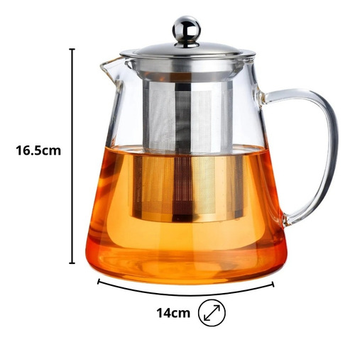 Tetera De Vidrio Grande Con Infusor Acero Inox