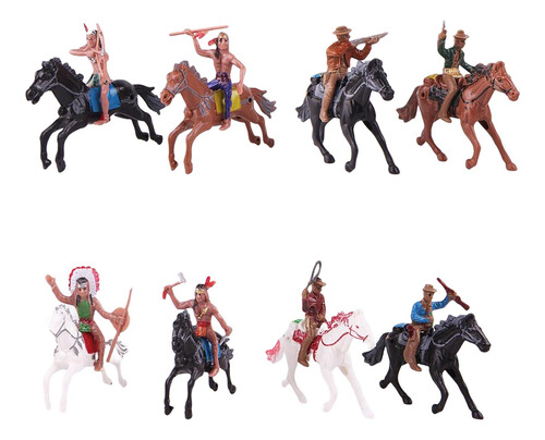 Paquete De 8 Figuras De Vaquero Del Con Caballo Para Niños