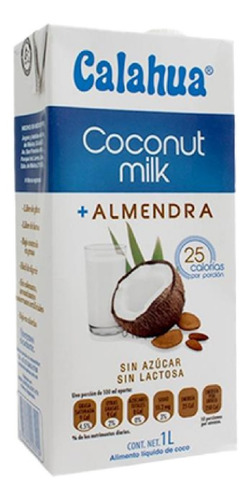 Imagen 1 de 7 de Leche De Coco + Almendra Calahua 1 Litro
