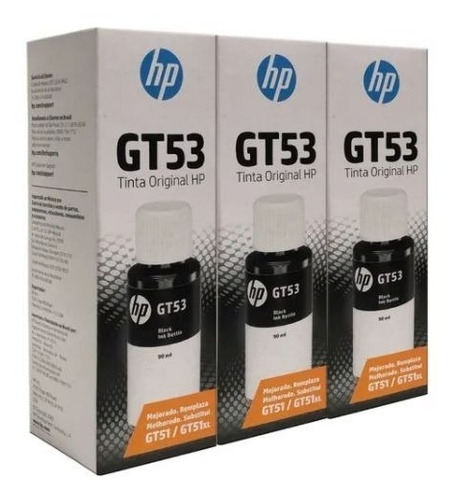 Combo 3 Botella Tinta Hp Gt53 Negro 1vv22al Original 115 318