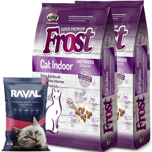 Comida Gato Frost Cat Indoor 17 Kg + Piedras Sanitarias 4 Kg