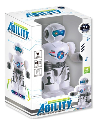 Robô Agile Bate E Volta Com Luz E Som Gira 360° Cor Branco Personagem WARRIOR