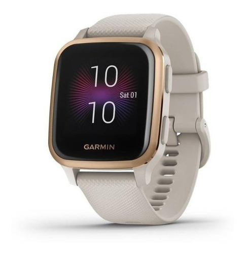 Smartwatch Garmin Venu Venu Sq - Music Edition 1.3" caja 40mm de polímero reforzado con fibra light sand, malla light sand de silicona y bisel rose gold de aluminio anodizado