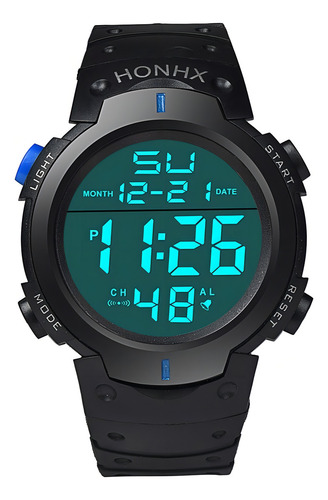 Reloj Deportivo Hombre Moda Hx Resistencia Agua 3atm B222 Bisel Azul