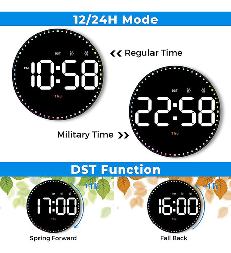 Reloj De Pared Digital, 10 Led Reloj Digital Gran Pantalla