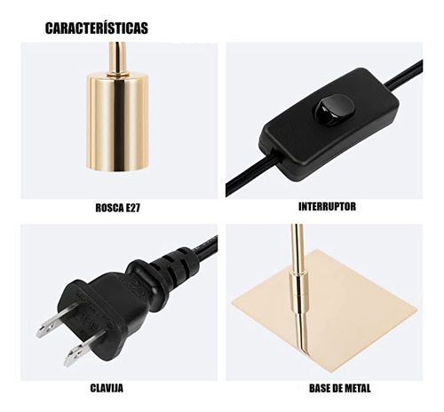 Imagen 5 de 7 de Lampara De Mesa De Noche Color Cobre Modelo Polo