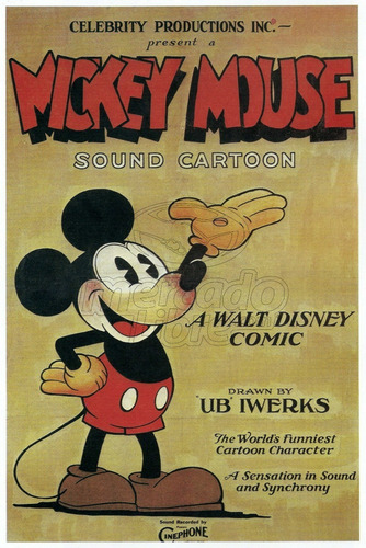 Lienzo Tela Poster Película Clásicas Mickey Mouse 1930 76x50