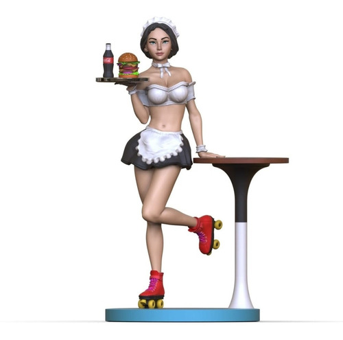 Archivo Stl Impresión 3d - Waitress On Roller Skates