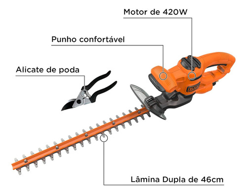 Aparador De Cerca Viva 18 Black+decker Com Alicate Poda