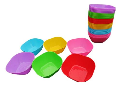 Mini Plato, Tazones De Plastico De 500ml, Incluye 12 Piezas