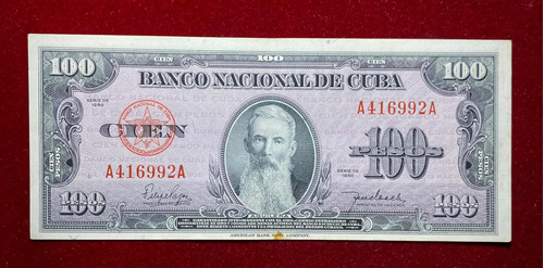 Billete 100 Pesos Cuba 1950 Pick 82 A American Bank Note Co.