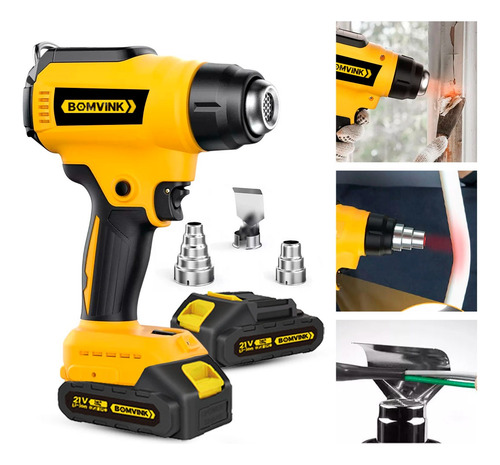 Soprador Termico Pistola De Ar Sem Fio 21v 400w 2 Baterias