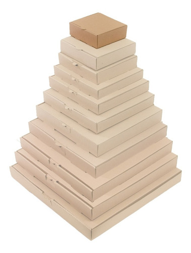 Imagen 2 de 7 de 100 Cajas Para Pizza 14x14x5cms Carton Microcorrugado Kraft