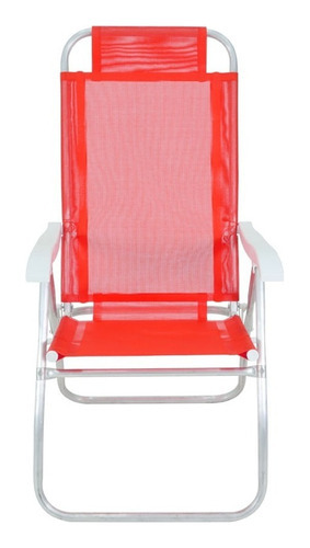 Cadeira De Praia Reclinável Prosa Em Alumínio Bel 4p Cor Vermelho
