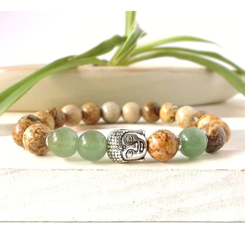 Pulsera Piedra Natural Jaspe Con Aventurina Buda