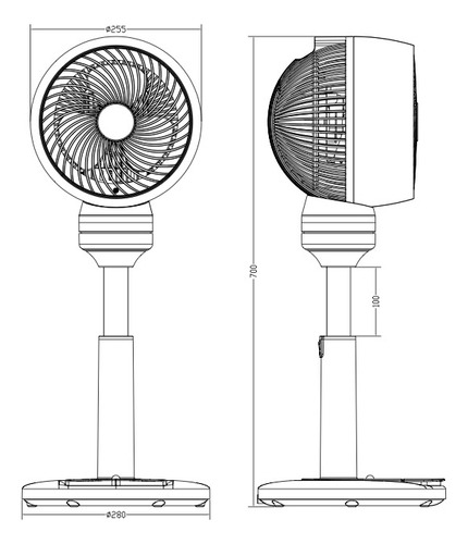 Ventilador Piso Aire Multidireccional Control C Pie & Remoto 28 Cm 60 Hz Blanco Negro Abs Plastico 3