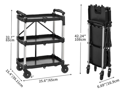 Carrito De Servicio Plegable De 350 Libras, Carrito Plegable