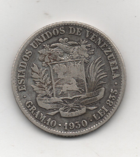 Moneda De 2 Bs De 1930