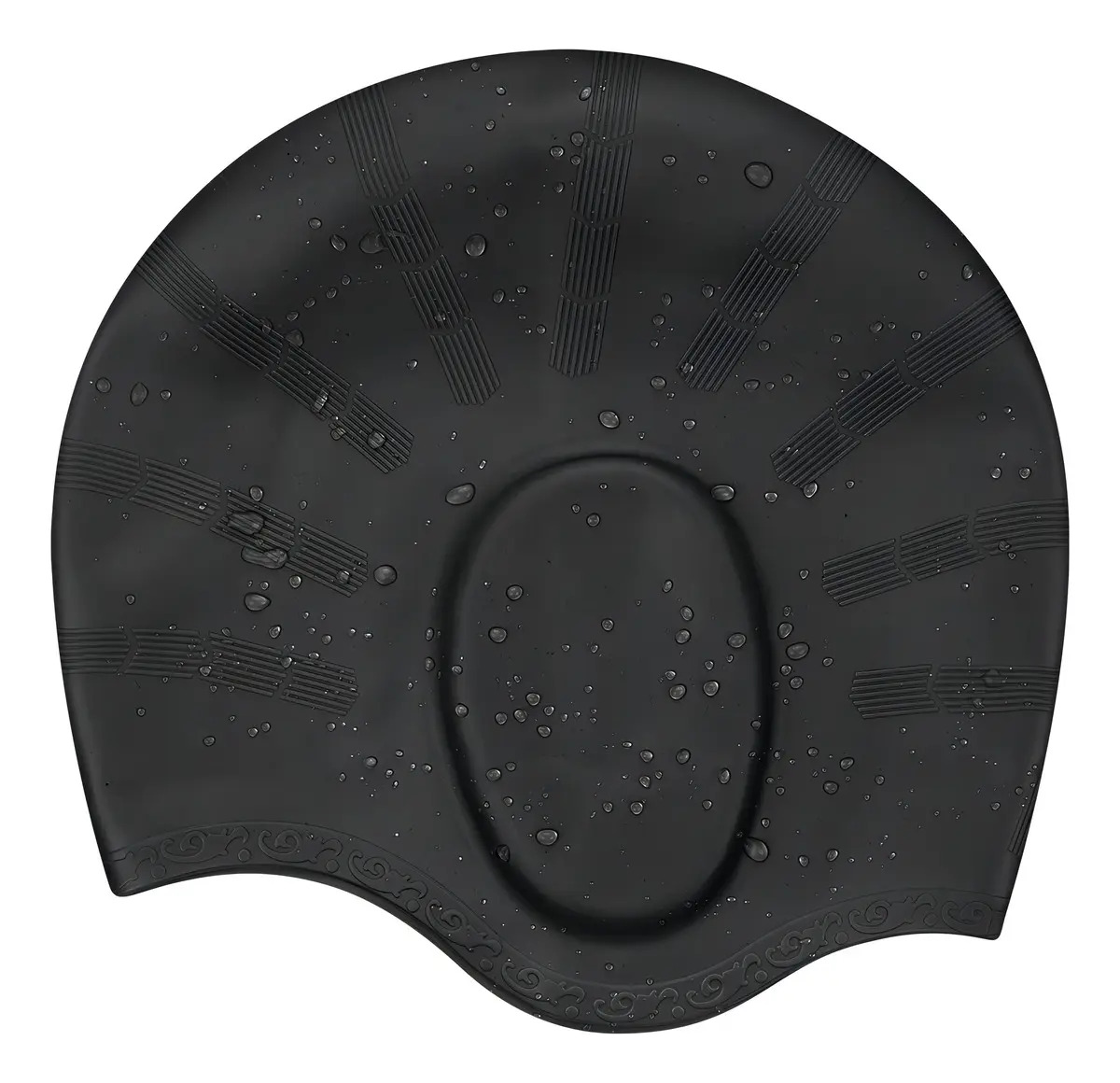 Touca Para Natação e Hidroginástica Cobre Orelhas Silicone Diversas Cores- Four Masters Preta