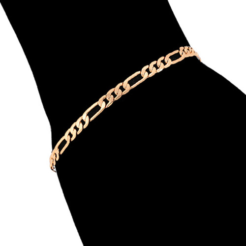 Esclava Oro 18k Lam Figaro 22cm X 4mm Calidad Premium Unisex