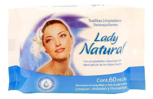 2 Pza Toallitas Desmaquillantes Lady Natural 60 Pzas