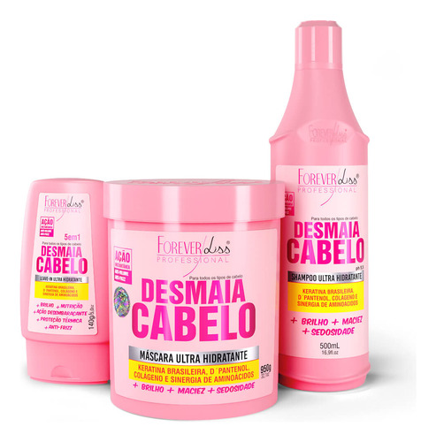 Kit Desmaia Cabelo Anti Frizz E Volume Profissional Forever Liss 1700ml