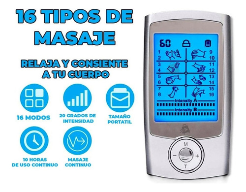 Electro Estimulador Tens Ems 16 Modos Masaje Recargable