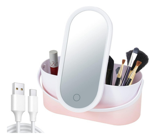 Caja De Almacenamiento De Espejo De Maquillaje Led Recargabl
