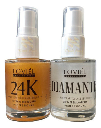 Kit Spray De Brilho Finalizador Diamante E Ouro Loviel 30ml