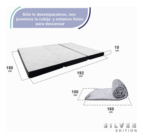 Pack Colchón Queen Size Plegable Silver Edition + Cobija Blanco