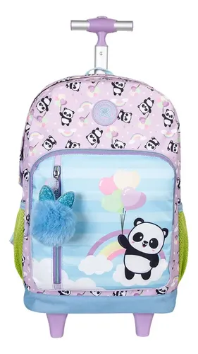 Mochila com Rodas e Alças Xeryus College Panda Cor Lilás XERYUS
