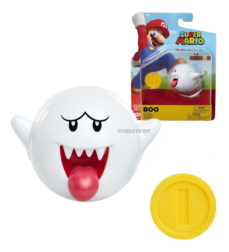 Super Mario Boo Con Moneda Original Articulada 10 Cm Scarlet