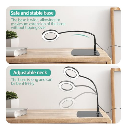 Lupa De Mesa 10x Con Luz Y Soporte Para Trabajo Detallado