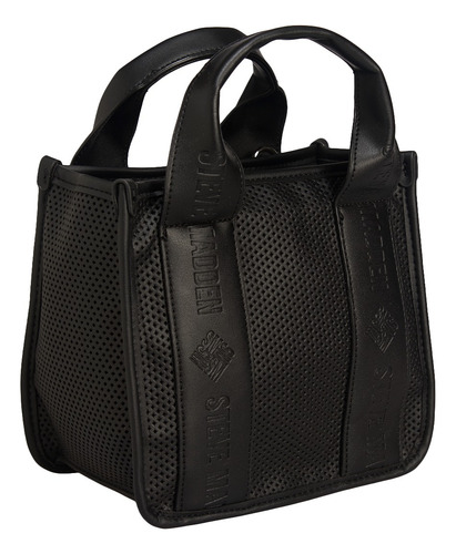 Satchel Bwebber Perf Black Steve Madden Bags Acabado De Los Herrajes Níquel Color Negro Correa De Hombro Negro Diseño De La Tela Lisa