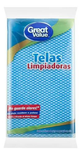 13 Pzas Telas Limpiadoras Great Value Multiusos 5 Pzas