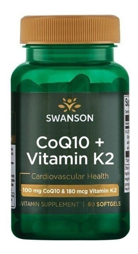 Swanson | Coq10 + Vitamin K2 | 60 Softgels I Importado