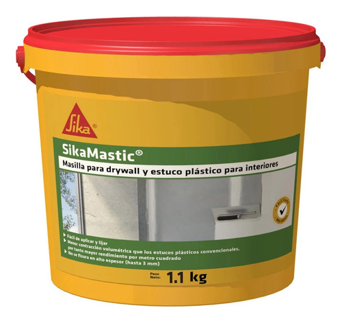 Sikamastic Masilla Drywall Estuco Plástico Interior 5kg