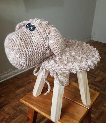 Banquito Oveja Tejido Crochet-deco Infantil Pato& Punto