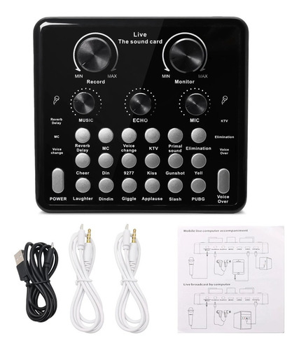 Imagen 5 de 5 de Interfaz Tarjeta De Audio Mezclador De Efectos V7 Dj Celular