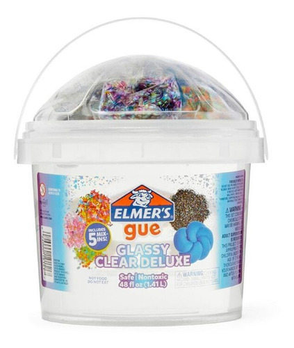 Kit Slime Elmers Balde 1,41 L Glassy Clear Deluxe 5 Toppings
